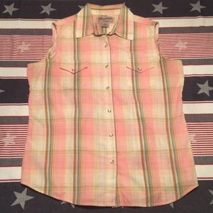 Pearl snap wrangler sleeveless shirt